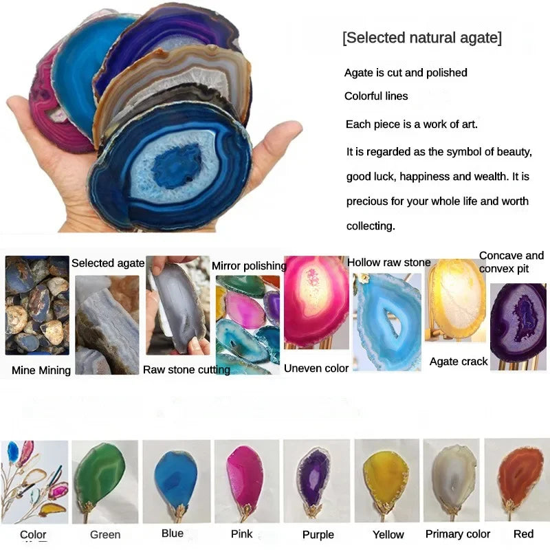 Modern LED Crown Agate Ceiling Chandeliers - Light Luxury Elegance for Living and Dining Spaces