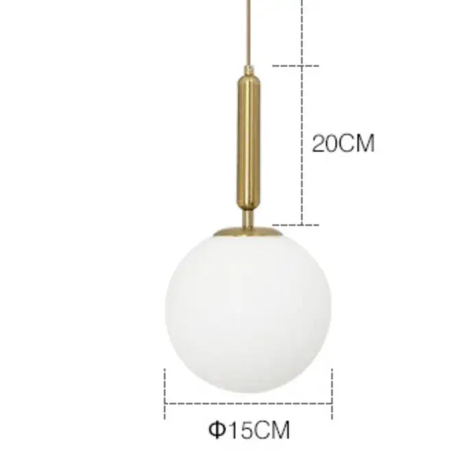 Modern Glass Ball Pendant Light Fixture - Elegant Luminaire Hanging Lamp with Gold Ring for Bedrooms, Living Rooms, Shops, and Restaurants