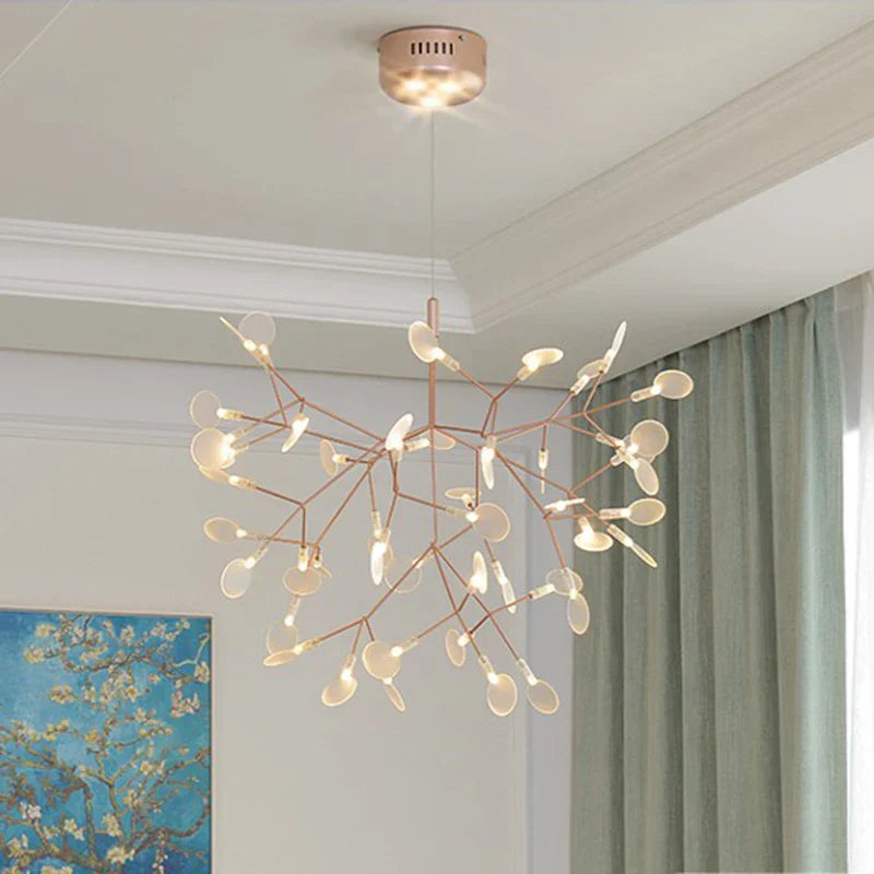 Modern Nordic LED Chandelier Lights - Elegant Firefly Pendant Lighting in Rose Gold/Gold Finish