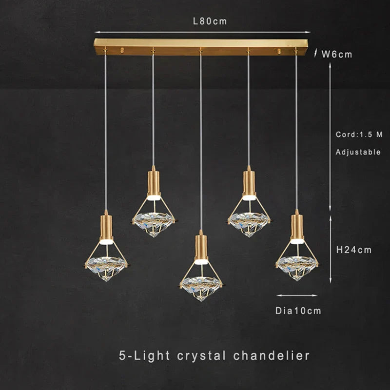 Modern Crystal LED Pendant Lights - Elegant Hanging Chandeliers for Living Rooms, Dining Areas, Kitchens, Restaurants, Bars, and Home Decor