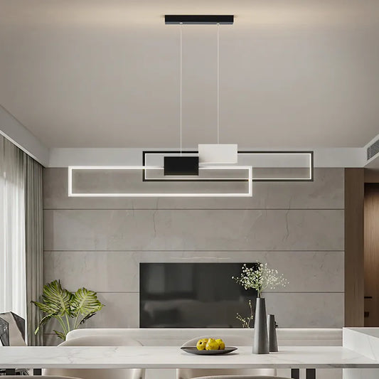 Sleek LED Rectangular Pendant Lights - Contemporary Lighting for Living, Dining, Kitchen, and More