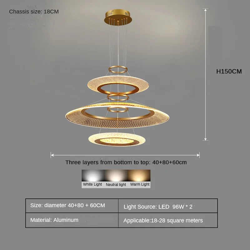 Modern LED Screw Ceiling Chandeliers - Luxury Ring Pendant Lights for High-End Living and Dining Rooms