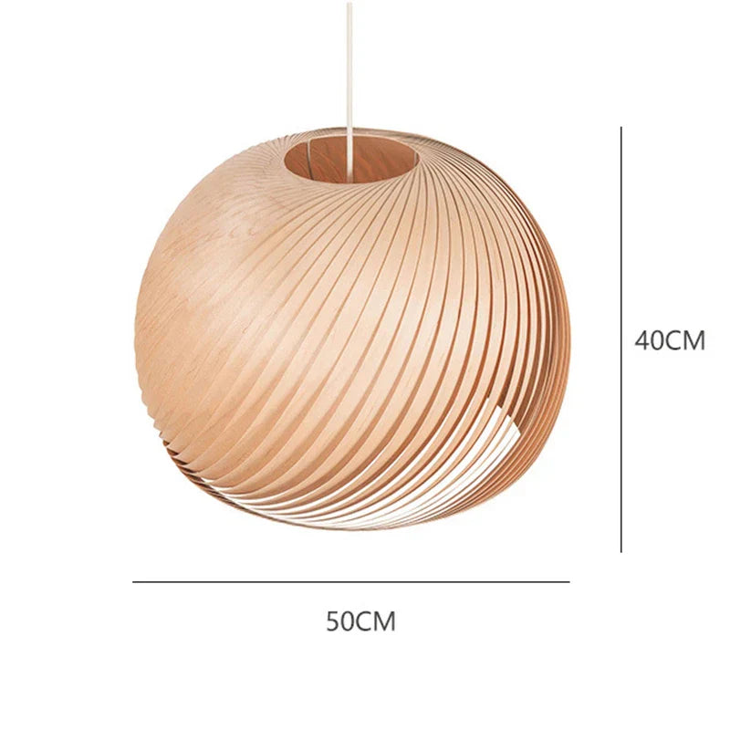 Nordic Round Ball Wooden Pendant Light - Simple and Creative Lighting for Living Room, Bedroom, Dining Room, and Bar Decor