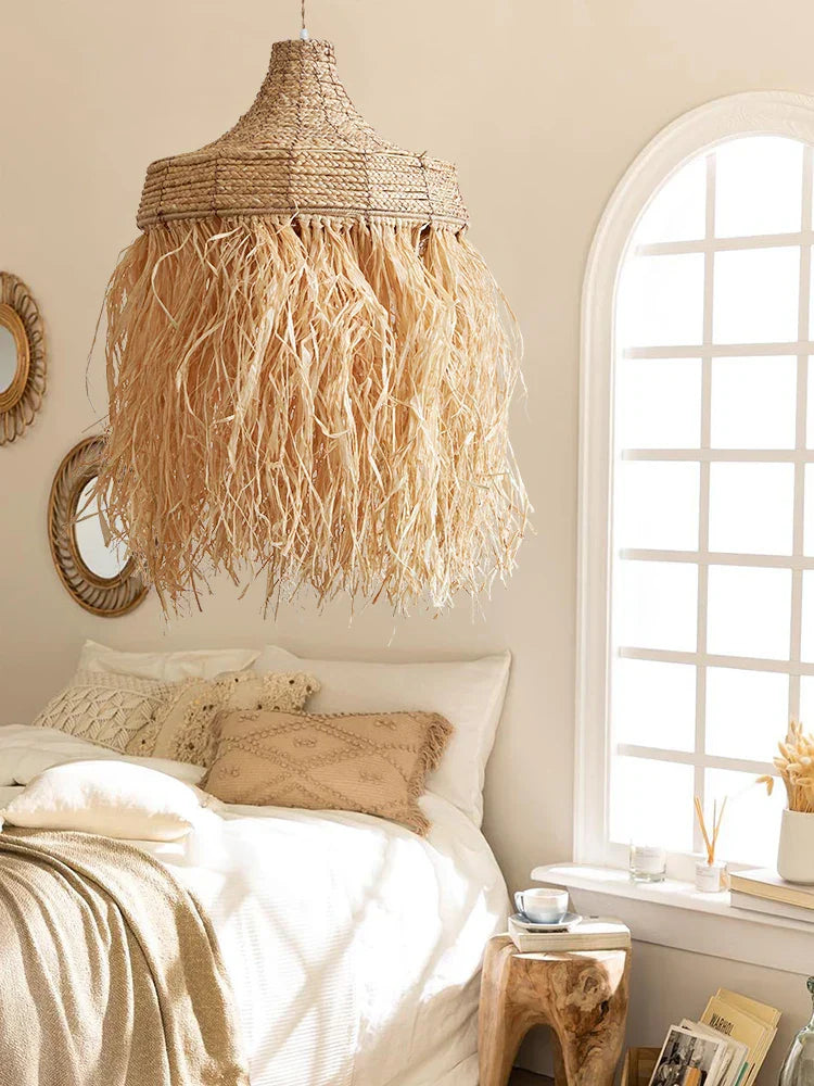 Wabi Sabi Rattan Grass Pendant Lamps - Handmade Japanese-Inspired Natural Lighting with Simple Elegance