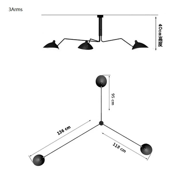 Retro Industrial Spider Serge LED Pendant Ceiling Light - Modern Duckbill Chandeliers Lighting with a Nordic Iron Hanging Lamp Design
