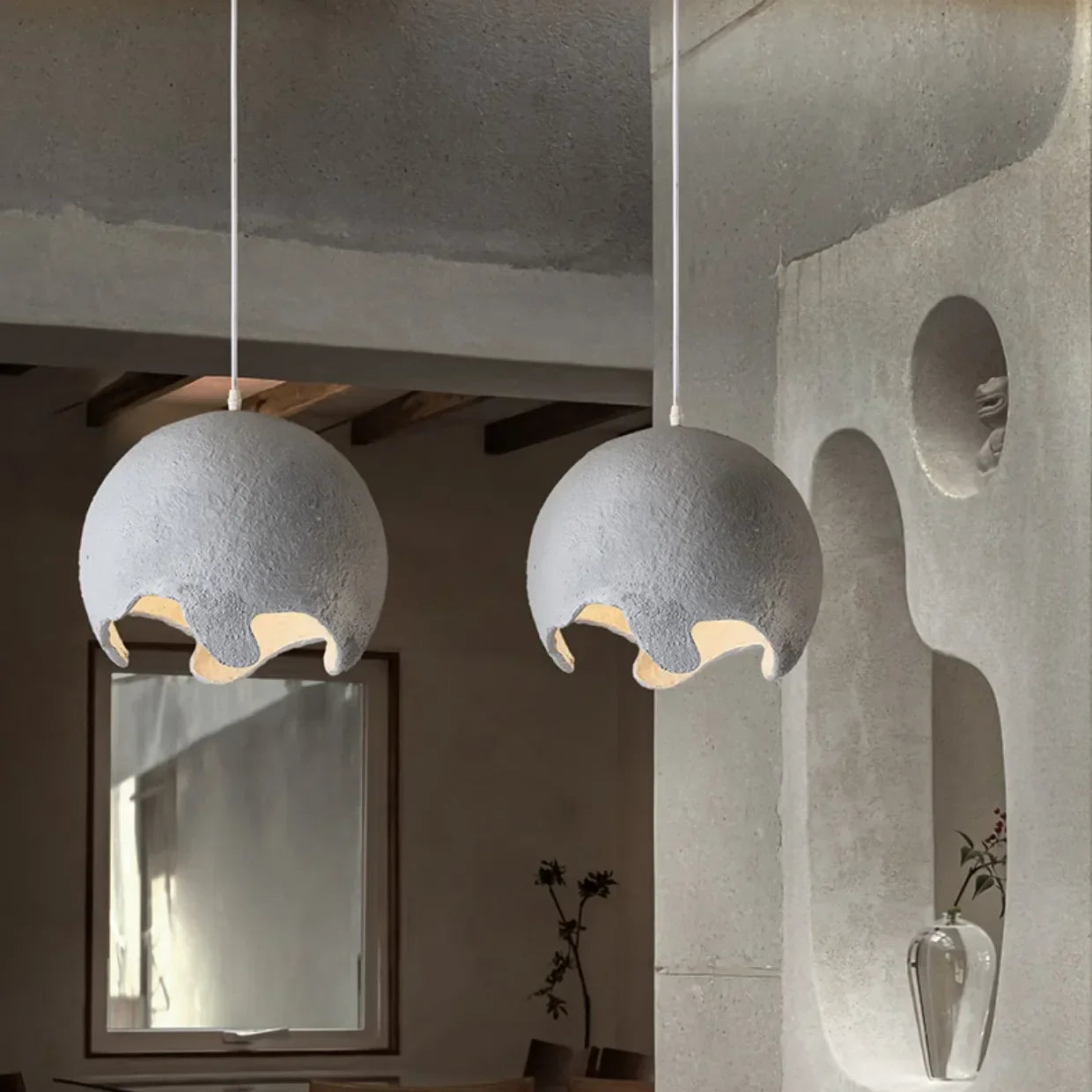 Nordic Wabi Sabi E27 LED Pendant Lights - Japan Restaurant Resin Hanging Lamp for Dining Room, Bar, and Unique Suspended Light Fixtures