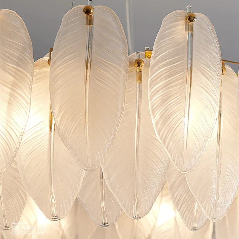 Luxurious Nordic LED Chandeliers - Gold Art Decor Feather Design - Ideal for Living Rooms, Dining Rooms, Bedrooms, and Kitchens