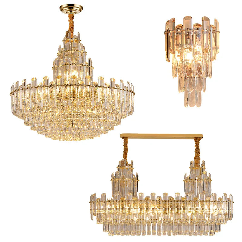 Luxury Gold LED Crystal Pendant Lights - Artistic Ceiling Decor for Maison-Inspired Living Spaces