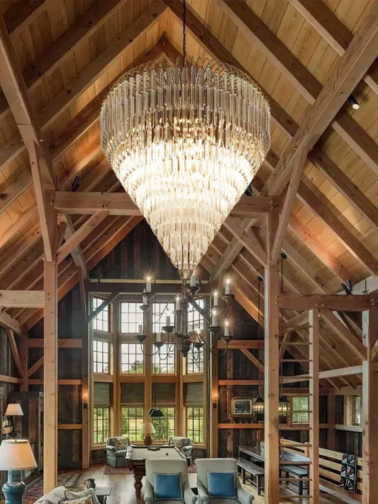 Gianna Italian Crystal Glass Pendant Chandelier – Classic Hanging Light for Staircase & High Ceilings