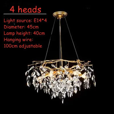 Modern LED Leaf Crystal Ceiling Chandeliers - Elegance for Living, Dining, and Bedrooms