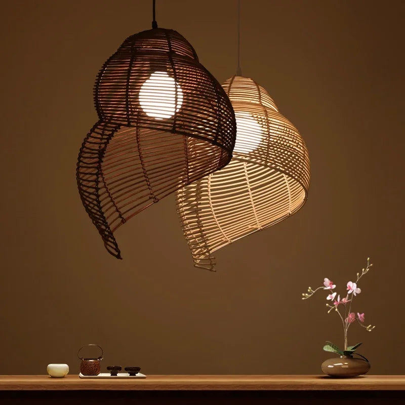 Rattan Tea House Pendant Light - Vintage Elegance for Your Dining, Kitchen, or Restaurant Space