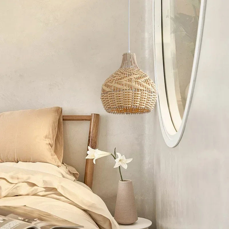 Nordic Gyro Rattan Pendant Lights - Handmade Artistic Illumination for Kitchen and Dining Decor