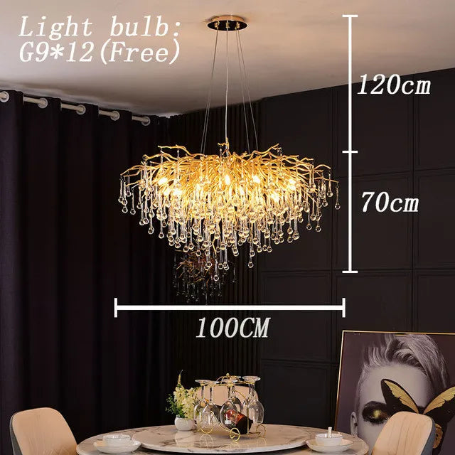Maison - Modern Luxury Crystal  Water Drop Pendant Light, Perfect for Living Rooms, Bedrooms, Hotels, Villas, and Indoor Decor