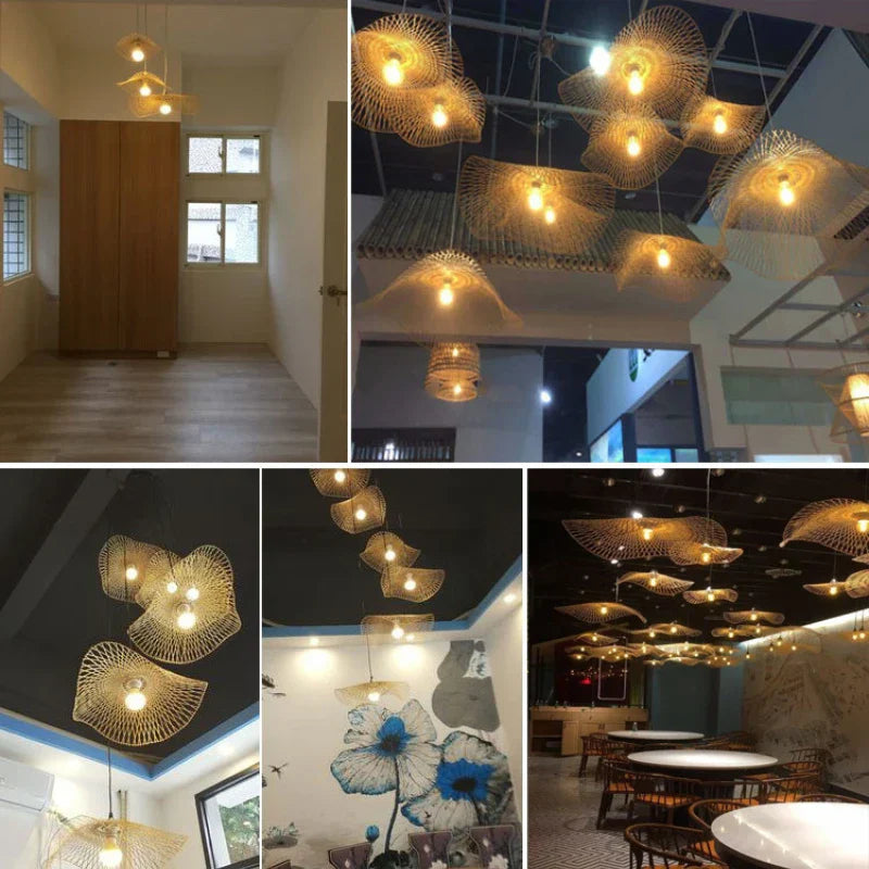 Bamboo Woven Chandeliers - Natural Rattan Elegance for Your Kitchen and Living Room