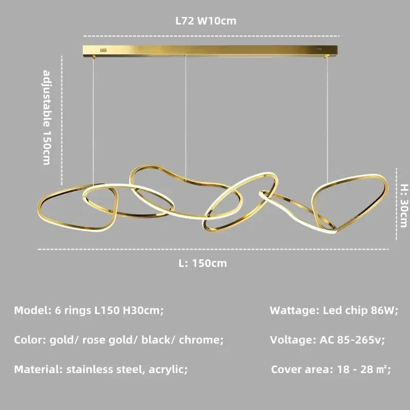 Modern Rose Gold LED Chandeliers - Elegant Lighting for Living and Dining Room Decor