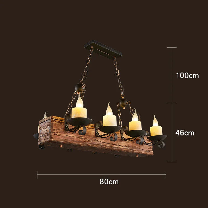 Antique Industrial Retro Wood E27 LED Ceiling Chandelier - Creative Vintage Pendant Lighting for LOFT, Bar, and More