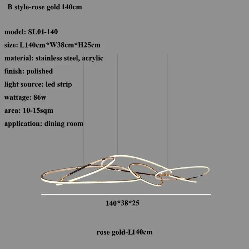 Modern Rose Gold LED Chandeliers - Elegant Lighting for Living and Dining Room Decor