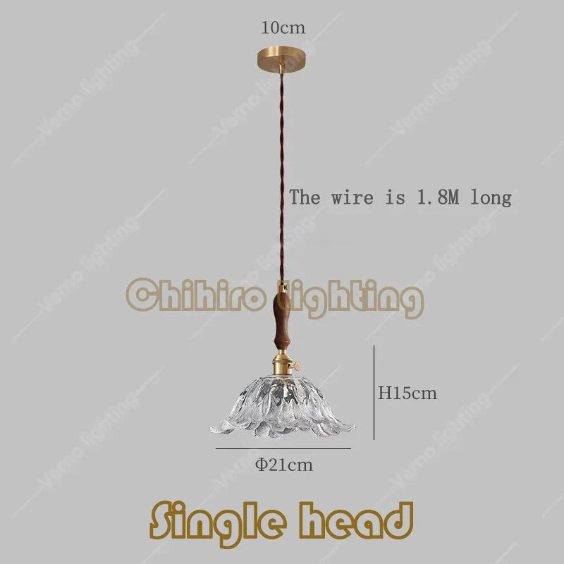 Japanese Glass Pendant Light - Vintage Brass Restaurant and Bar Lighting