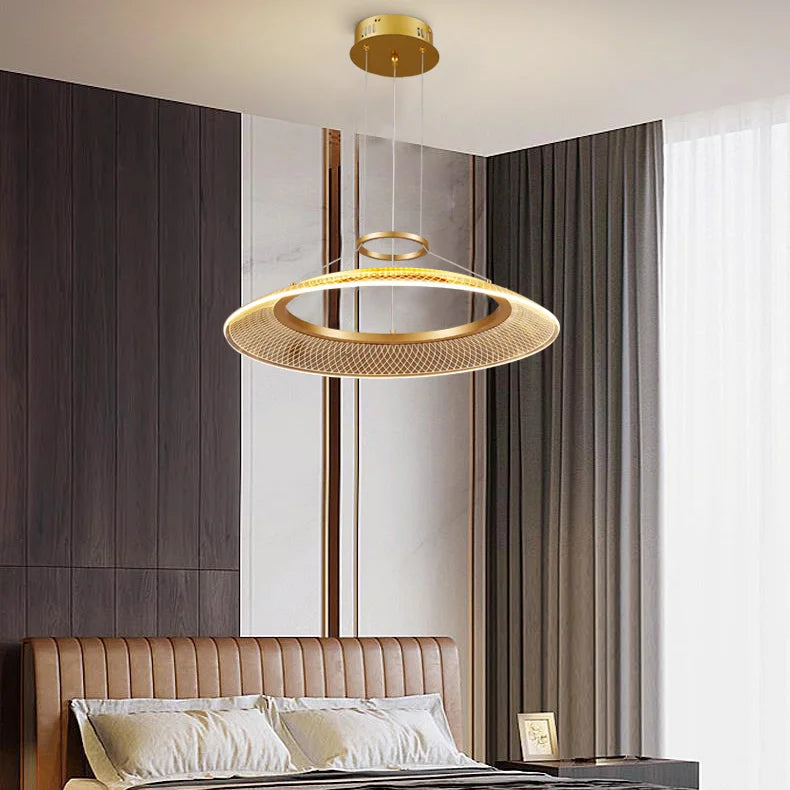 Modern LED Screw Ceiling Chandeliers - Luxury Ring Pendant Lights for High-End Living and Dining Rooms