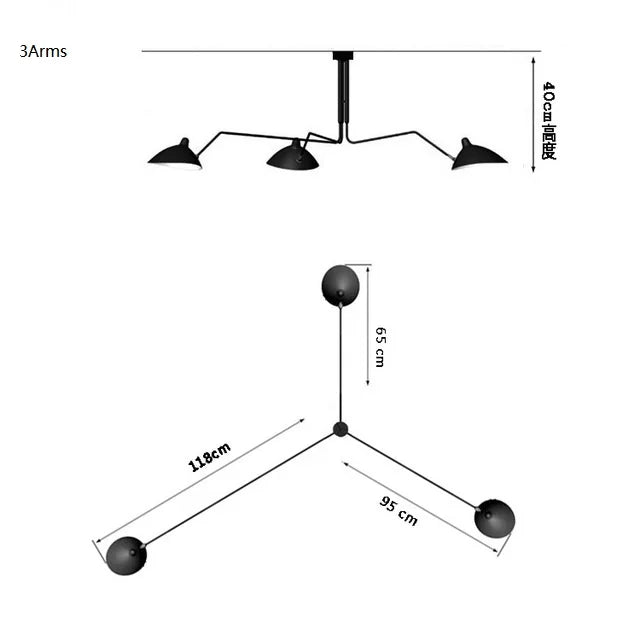 Retro Industrial Spider Serge LED Pendant Ceiling Light - Modern Duckbill Chandeliers Lighting with a Nordic Iron Hanging Lamp Design