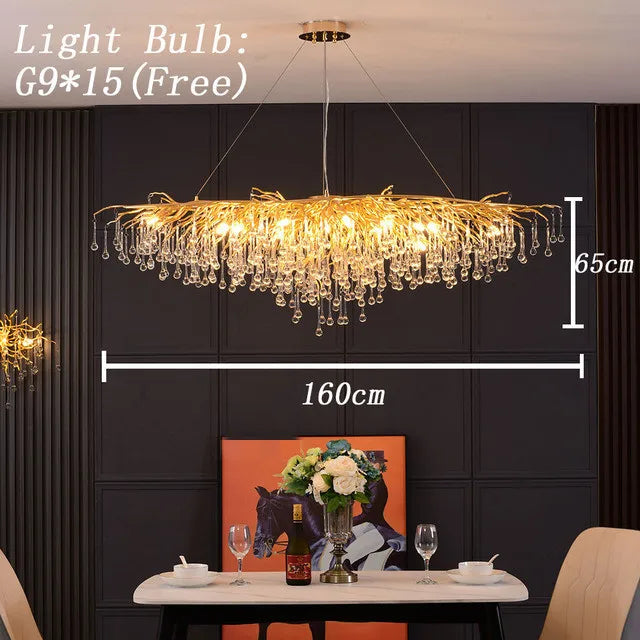 Maison - Modern Luxury Crystal  Water Drop Pendant Light, Perfect for Living Rooms, Bedrooms, Hotels, Villas, and Indoor Decor
