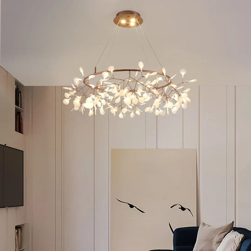 Modern Nordic LED Chandelier Lights - Elegant Firefly Pendant Lighting in Rose Gold/Gold Finish