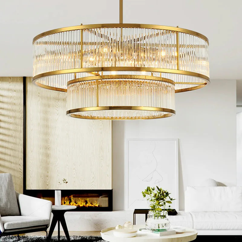 Luxurious Plate Gold LED E14 Chandelier - Elevate Your Living Room with LED Pendant Chandelier Lighting
