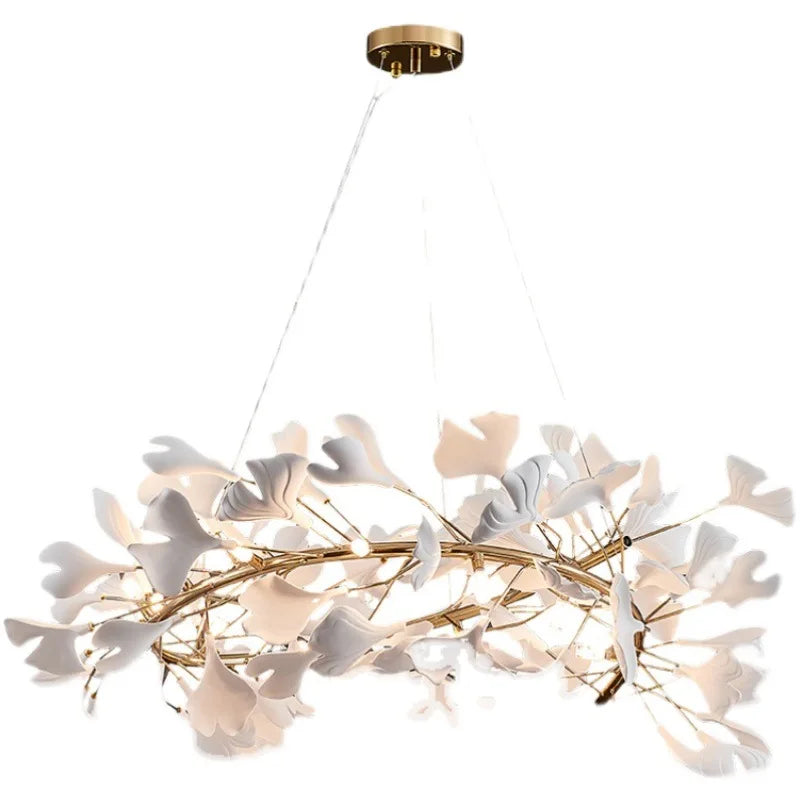 Exquisite Porcelain Leaves Chandeliers - Luxury LED Pendant Lights for Living Room, Bedroom, Hotel, and Restaurant Decor with Ginkgo Branch Lamp Design