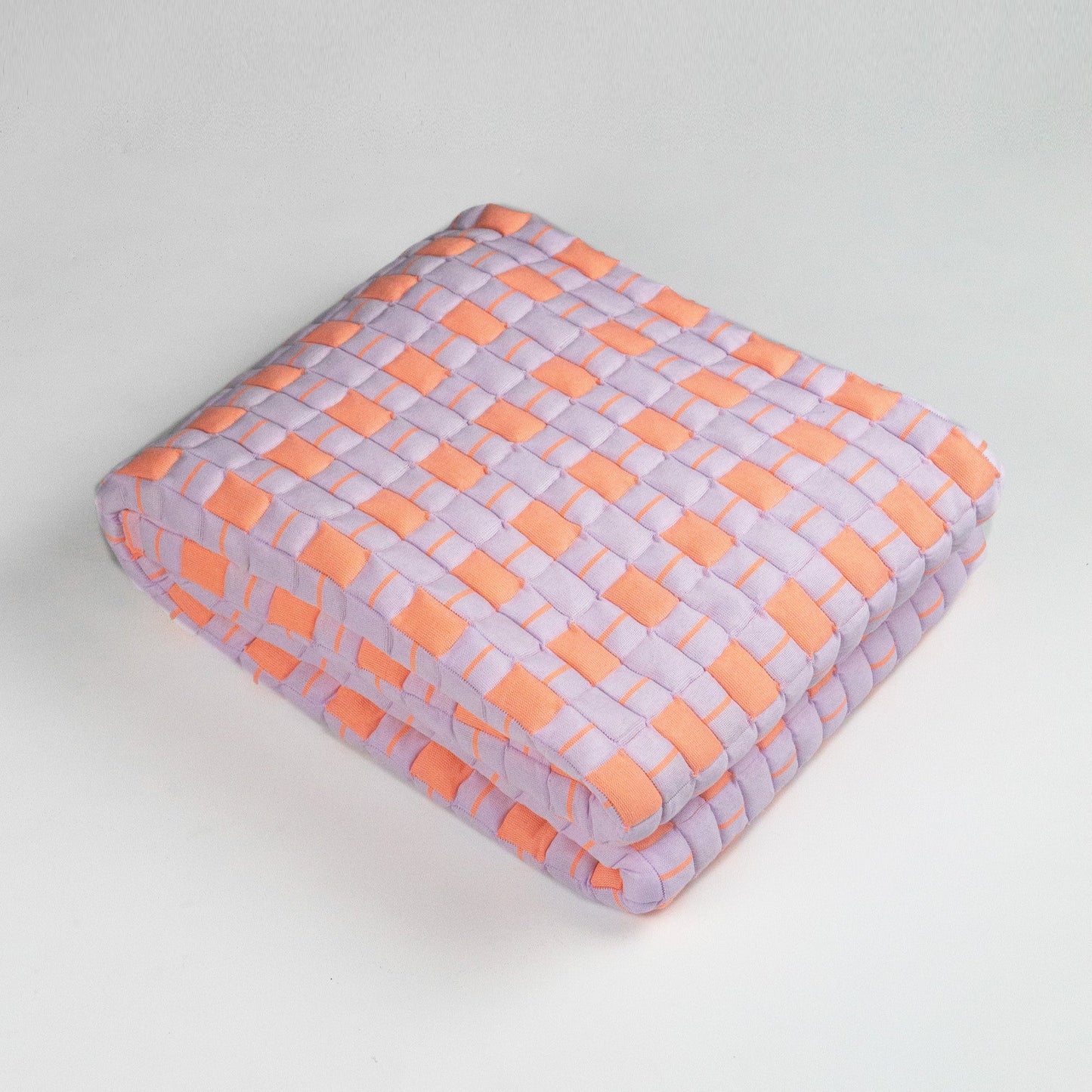 Quilted Sujani Throw Blanket - Pastel Lilac and Neon Orange