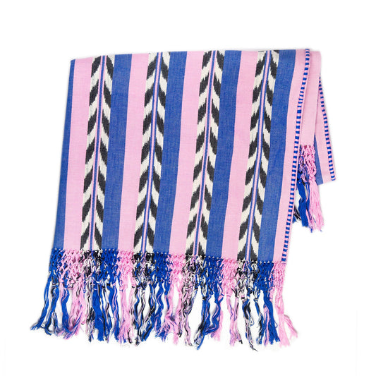 Palm Ikat Blanket in Blue & Pink