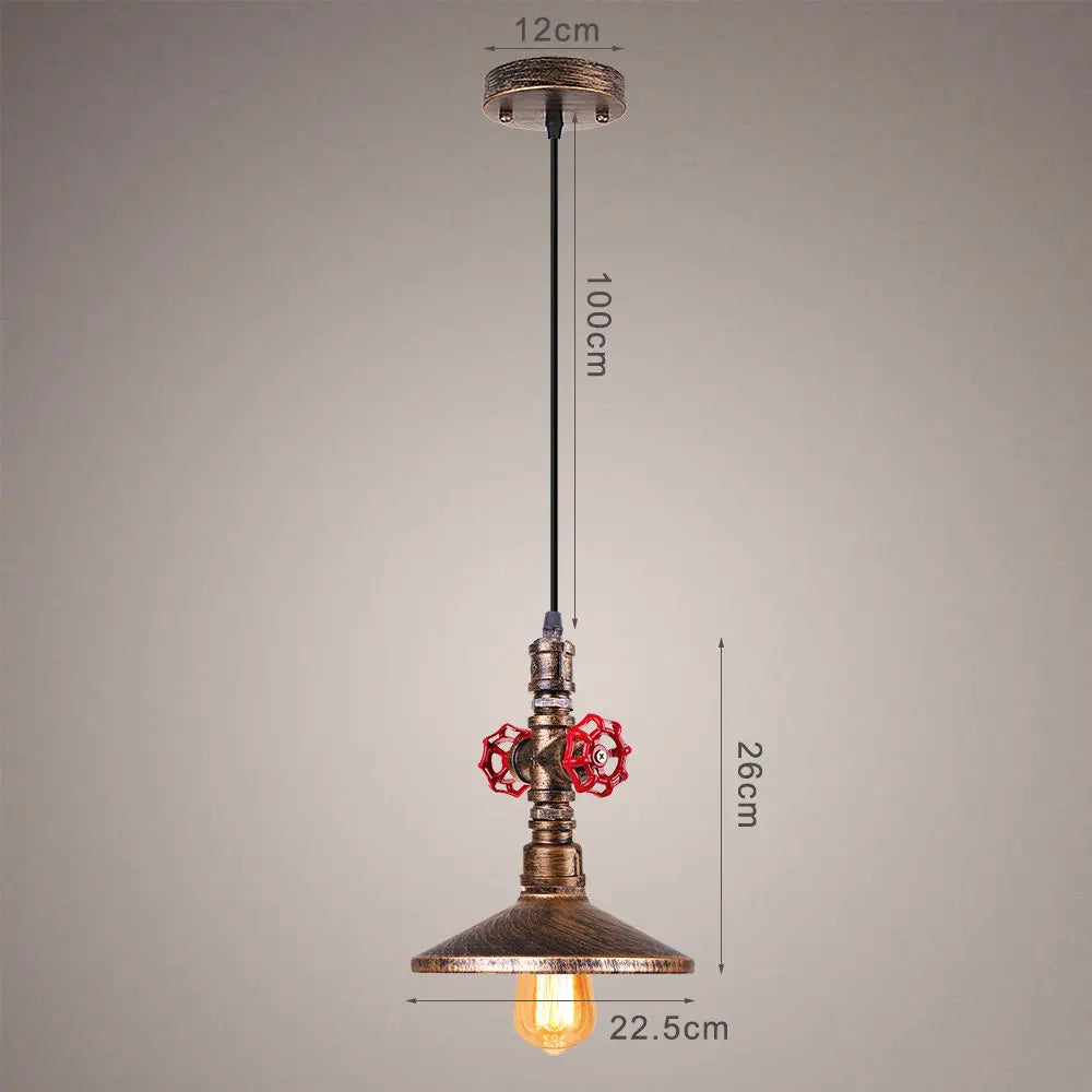 Vintage Industrial Single Head Steampunk Water Pipe Pendant Light Retro Metal Copper Pipe Chandelier Adjustable Hanging Lamp