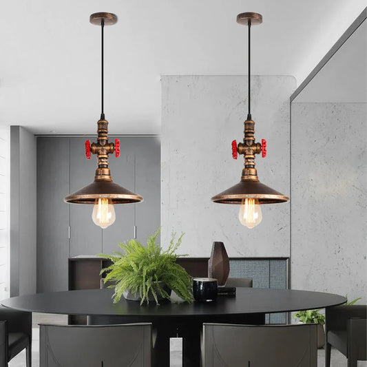 Vintage Industrial Single Head Steampunk Water Pipe Pendant Light Retro Metal Copper Pipe Chandelier Adjustable Hanging Lamp