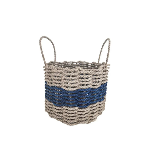 Kitchen Tools & Cookware: Authentic Maine Lobster Rope Storage Basket Tan and Navy Blue by Little Salty Rope