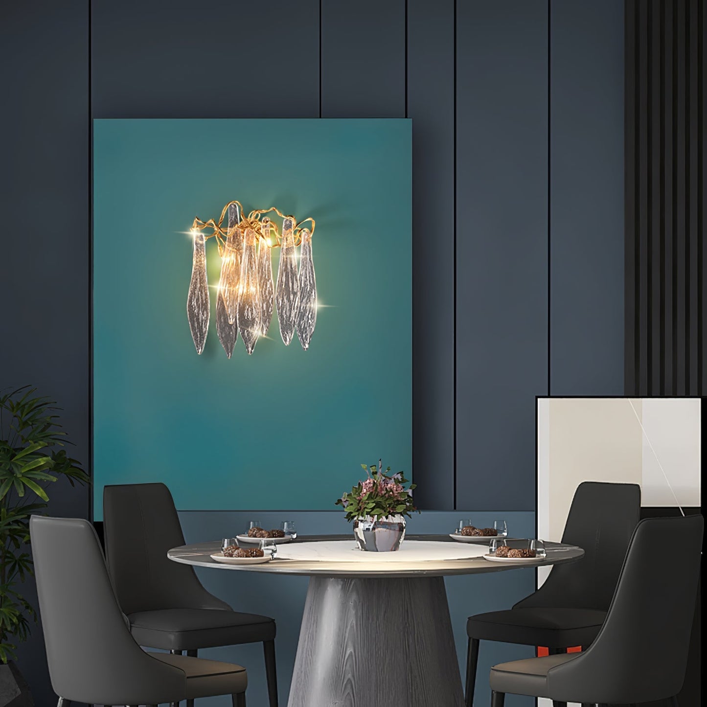 Brass Waterfall Crystal Wall Lamp