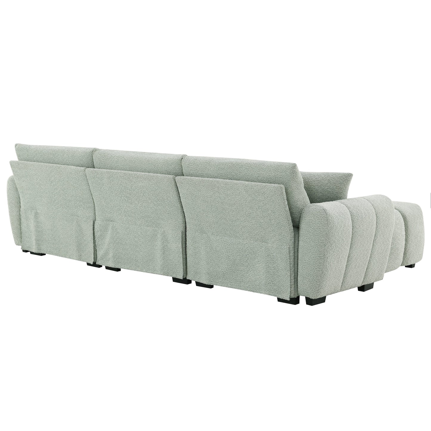 [VIDEO] 110' Modular Sectional Sofa, L Shape with Extra-large Seat, Pull-line Design, Movable Ottoman, High Density Foam, Free Combination, Sturdy Metal&Wood Frame, Boucle Fabric, 3 Colors