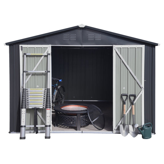 Kitchen Tools & Cookware: Metal garden sheds 8ftx10ft outdoor storage sheds Dark-grey by Streamdale Furniture