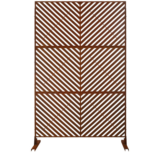 Dining & Tableware: Outdoor & Indoor Privacy Screen Metal Privacy Screen 76' H×48' W, Freestanding Decorative Privacy Screen for Deck Balcony Patio, Privacy Fence Panels for Outside Lawn Garden PS113 RUSTY by Streamdale Furniture