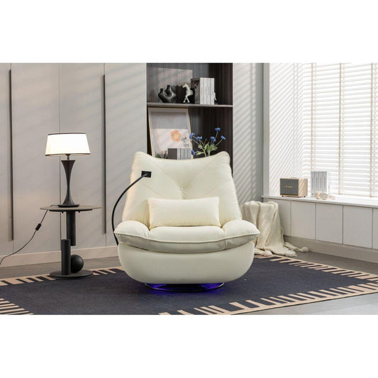 270 Swivel Glider Recliner Chair, Power Recliner Rocking Chair, USB Port Charge for Nursery Chair with Atmosphere Lamp for Living Room Bedroom Apartment