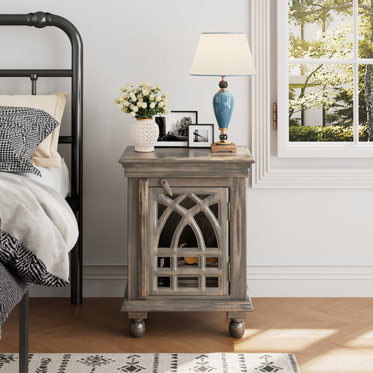 Lighting Fixture: Antique Grey Wood Nightstand by Streamdale Furniture