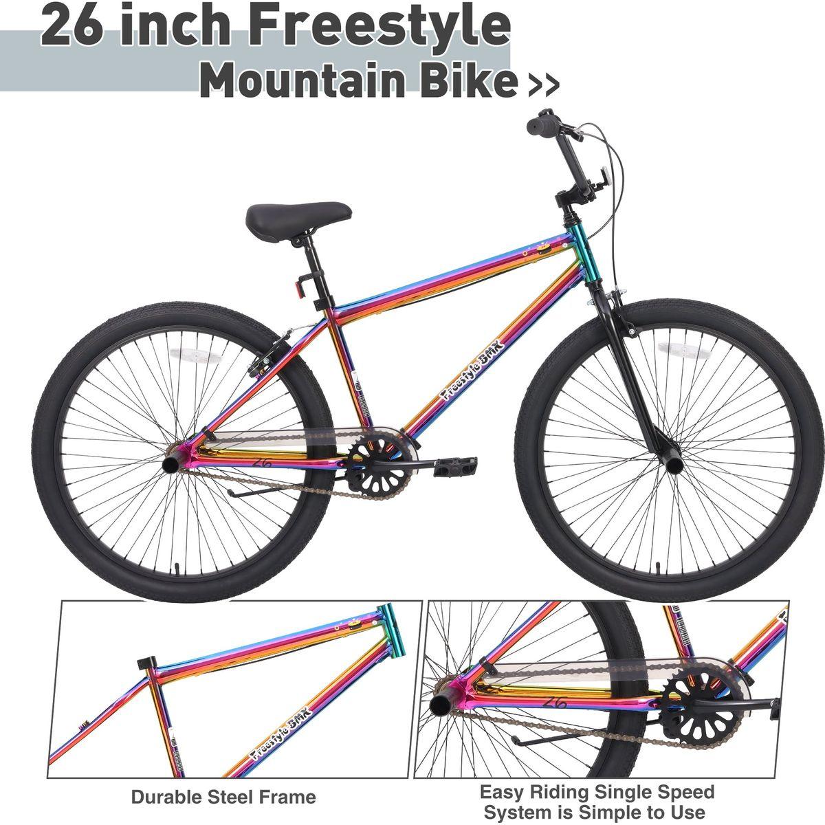 Garden & Outdoor: Freestyle Kids Bike Double Disc Brakes 26 Inch Single Speed  Children's Bicycle for Boys Girls Age 12+ Years by Streamdale Furniture