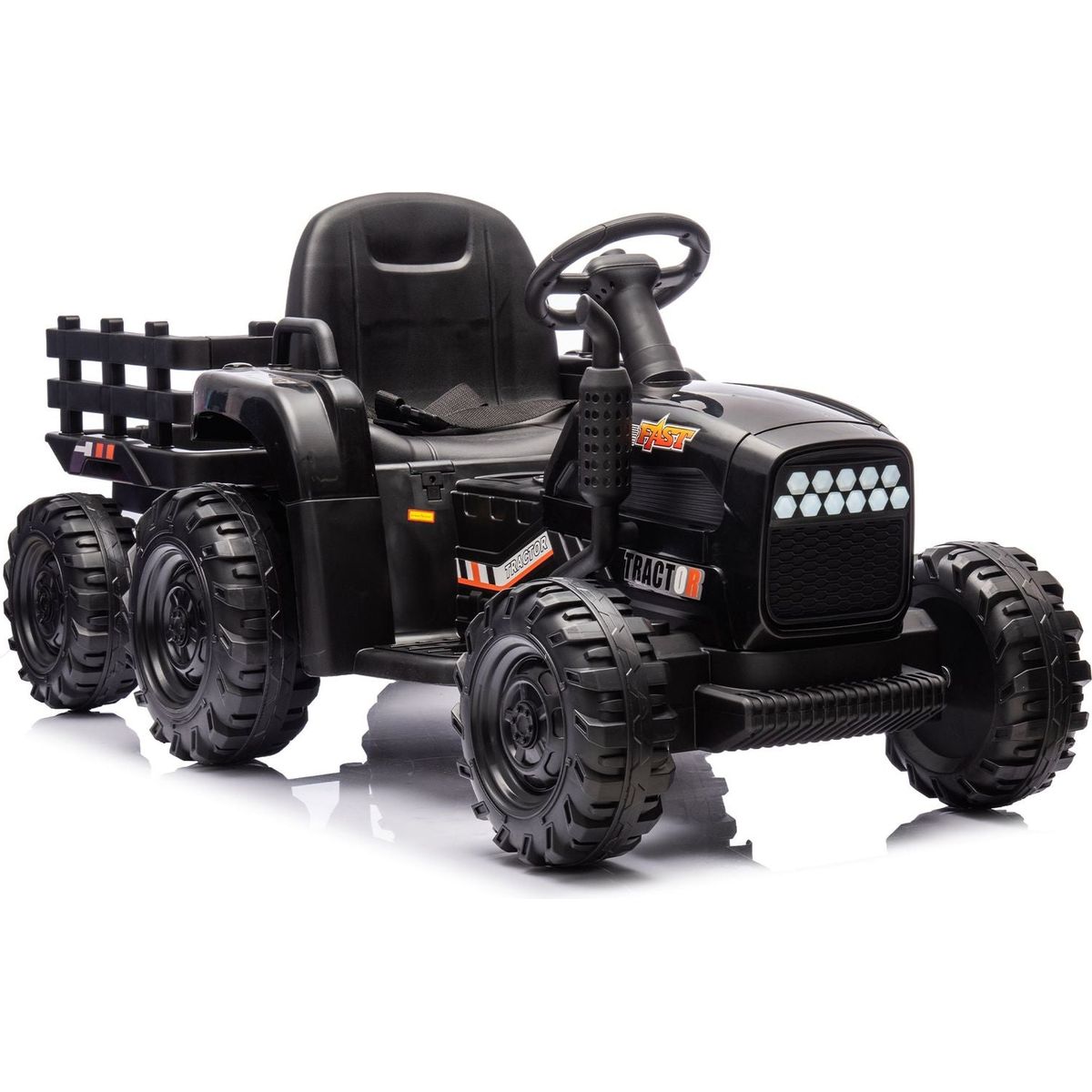 Smart Light Bulb: Ride on Tractor with Trailer,24V Battery Powered Electric Tractor Toy, 200wx2motor 1.86-4.97MPH/Remote Control,electric car for kids,Three speed adjustable,USB,MP3, Bluetooth,LED light, safety belt by Streamdale Furniture