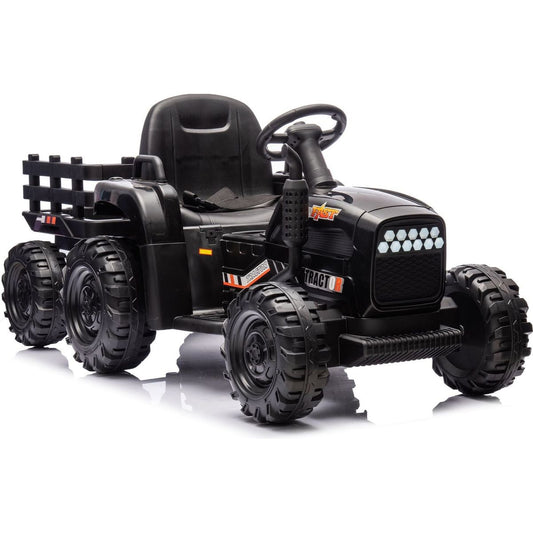 Smart Light Bulb: Ride on Tractor with Trailer,24V Battery Powered Electric Tractor Toy, 200wx2motor 1.86-4.97MPH/Remote Control,electric car for kids,Three speed adjustable,USB,MP3, Bluetooth,LED light, safety belt by Streamdale Furniture