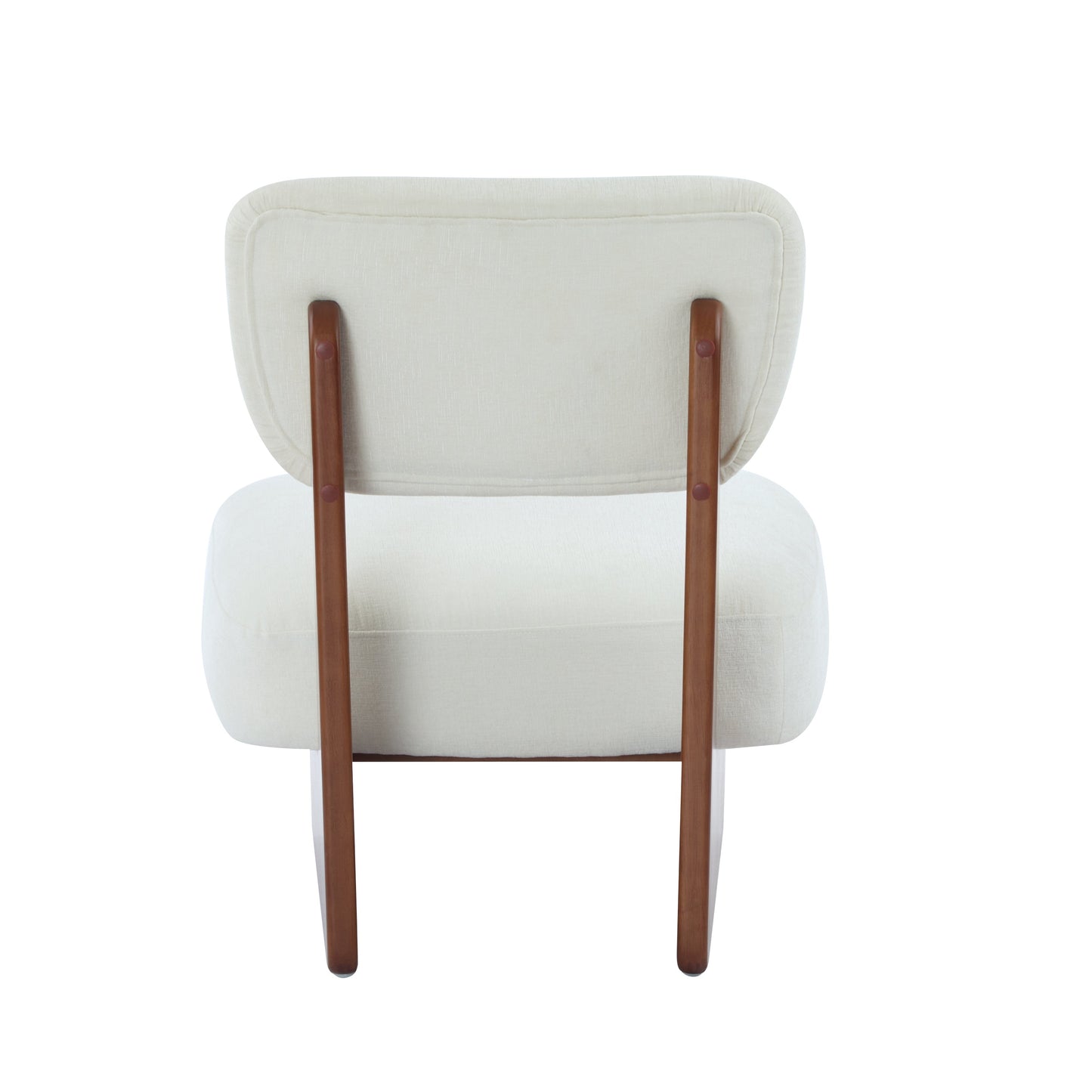 [Set of 2] Modern Beige Lounge Chair with Polyester Upholstery, Sturdy Wood Base With Walnut Finish, Minimalist and Stylish Accent Seating for Living Room, Bedroom, or Office