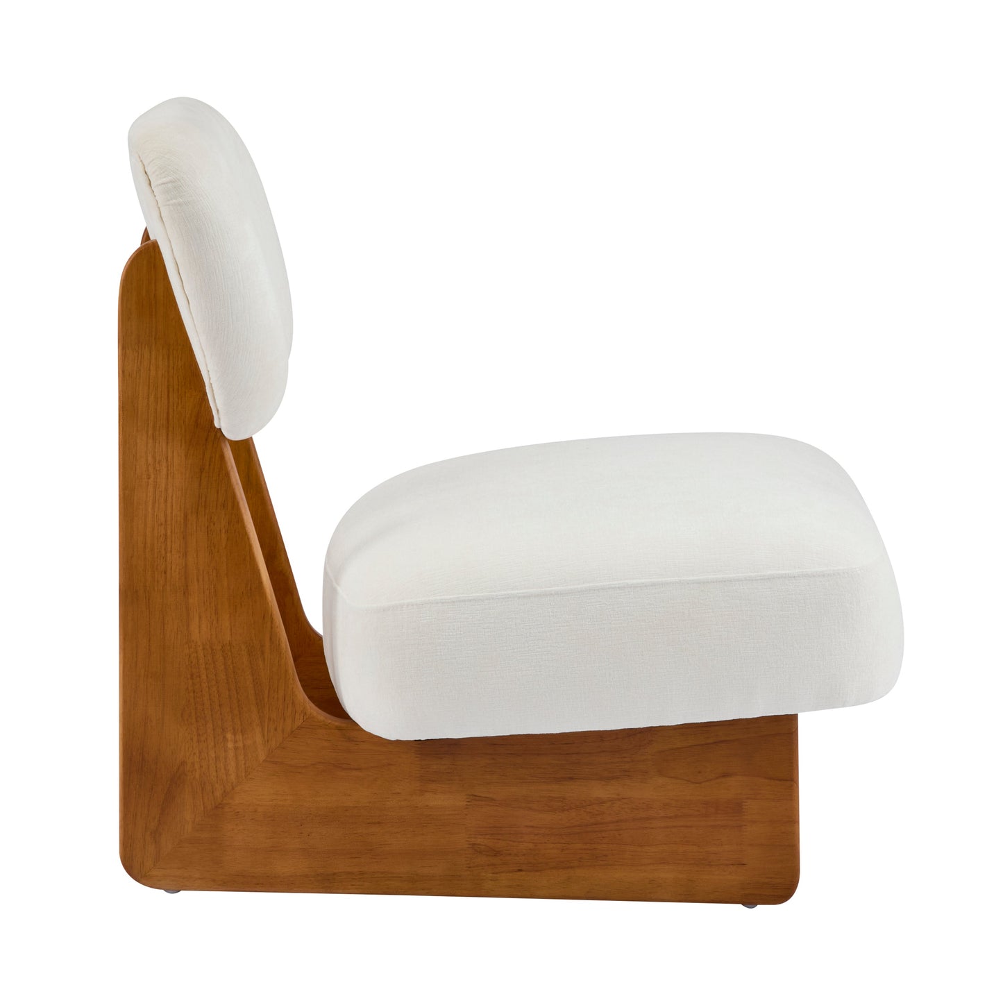 [Set of 2] Modern Beige Lounge Chair with Polyester Upholstery, Sturdy Wood Base With Natural Finish, Minimalist and Stylish Accent Seating for Living Room, Bedroom, or Office