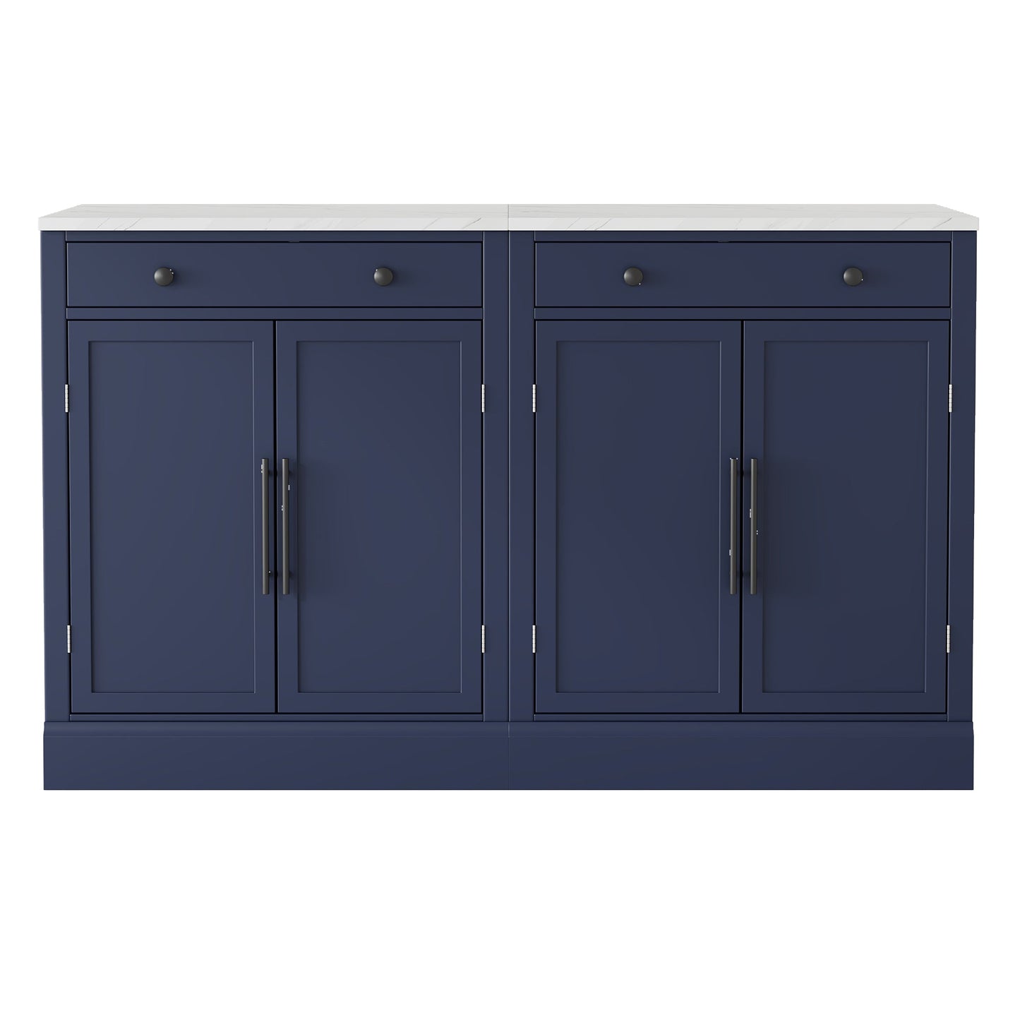 [Assembly Video Provided] TOPMAX Modern Freestanding Kitchen Pantry,Buffet Food Storage, Coffee Bar Cabinet with Drawer, 2 Adjustable Shelves and 2 Door Shelves for Dining, Kitchen, Set of 2, Blue