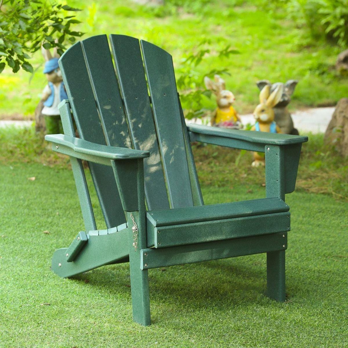 Garden & Outdoor: Folding Adirondack Chair, Relaxing Stackable Arm Rest Ergonomic HDPE All-Weather Adirondack Chair by Streamdale Furniture