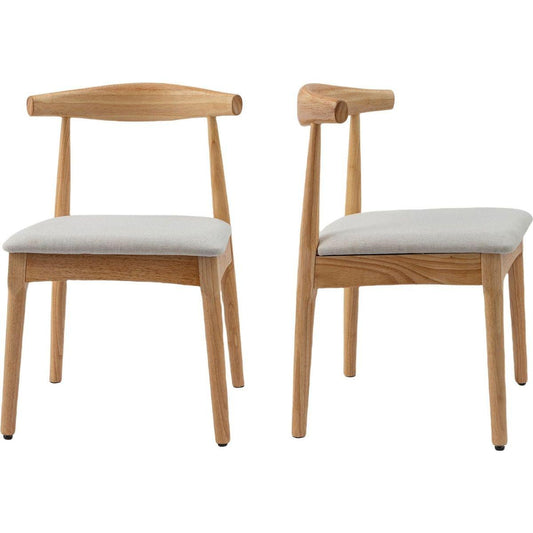 Bedroom Bedding & Decor: Mid Century Dining Room Chairs Set of 2,Wood and Fabric Upholstered Four Dining Chairs,Nature Frame and Beige Cushion by Streamdale Furniture