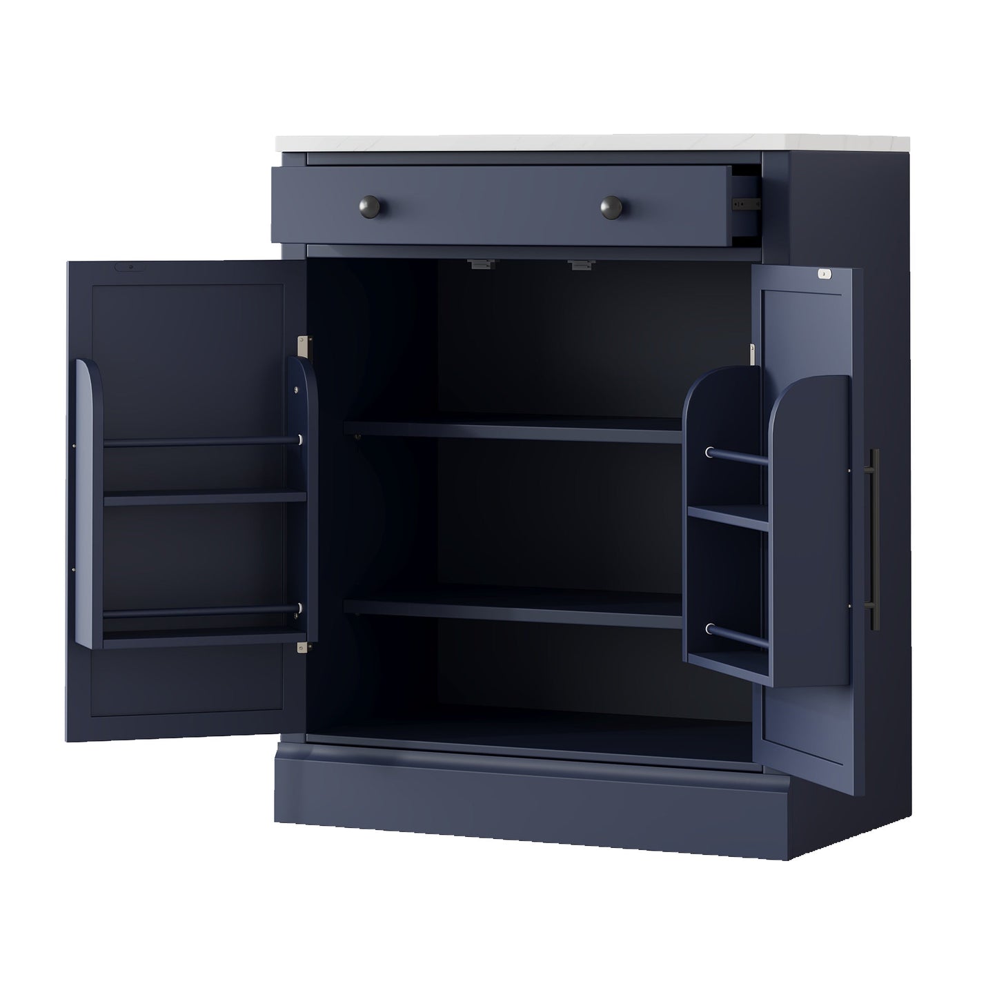 [Assembly Video Provided] TOPMAX Modern Freestanding Kitchen Pantry,Buffet Food Storage, Coffee Bar Cabinet with Drawer, 2 Adjustable Shelves and 2 Door Shelves for Dining, Kitchen, Set of 2, Blue