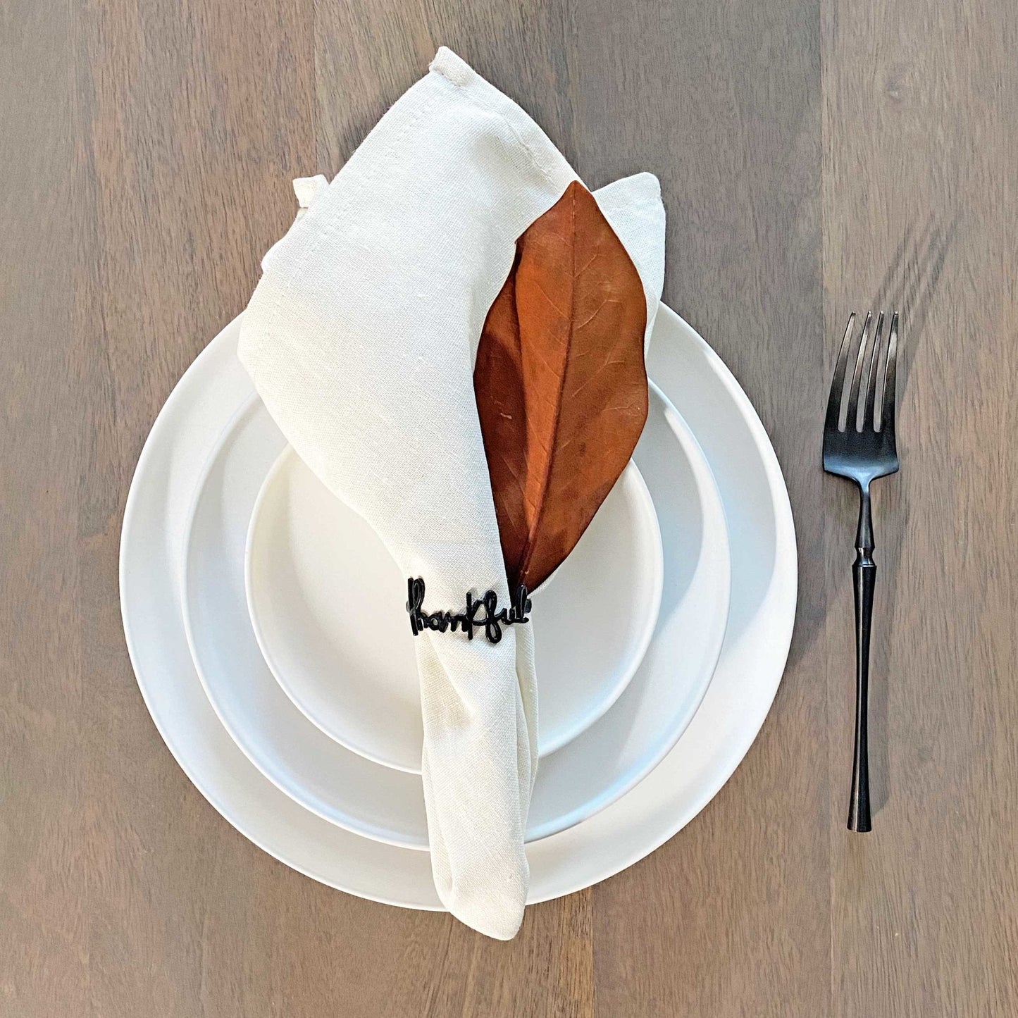 Home & Living: Black Thankful Napkin Ring by Tea + Linen