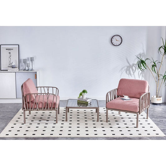 Garden & Outdoor: Patio indoor/ outdoor garden 2 single sofa armchairs plastic with soft cushion Weather waterproof chair Sectional Furniture for Balcony Garden Pool Lawn Backyard morden design sitting room sofa table by Streamdale Furniture
